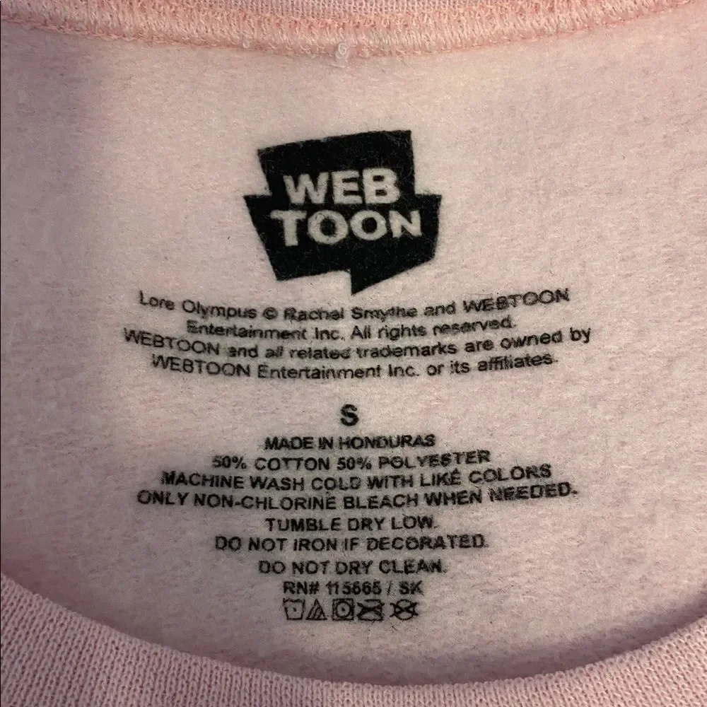 Web Toon Lore Olympus Pink Breathe In Breathe Out Crew Sweatshirt Size Small
